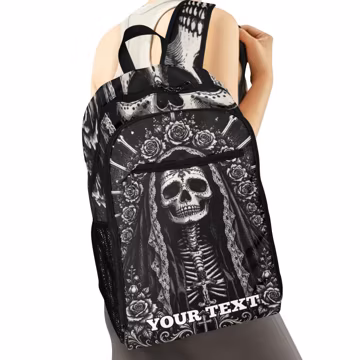 Custom Skeleton Veil Backpack, Day of the Dead Bookbag, Gothic Rose Daypack, Personalized School Bag, Alternative Rucksack, Spooky Gift
