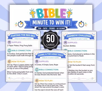 Bible Minute to Win It Games, Bible Study Activities, Church Party Games, Bible Study Games, Sunday School Games, Youth Group Games, VBS