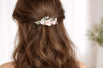 Floral Pearl Hair Clip, Pink Flower Barrette with Butterfly, Romantic French Style Accessory