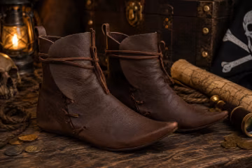 Handmade Medieval Leather Ankle Boots, Viking Renaissance LARP Shoes, Brown Pirate Elf Costume Footwear, Historical Boots
