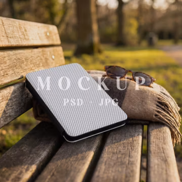 Kindle Case Mockup PSD, Autumn Park Sunglasses Scene, Kindle Cover Mock Up, Smart Object, POD Mockup