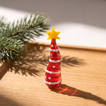 Glass Christmas Tree Figurine, Mini Holiday Tree Decor, Festive Tabletop Accent, Christmas Gift for Home Decor