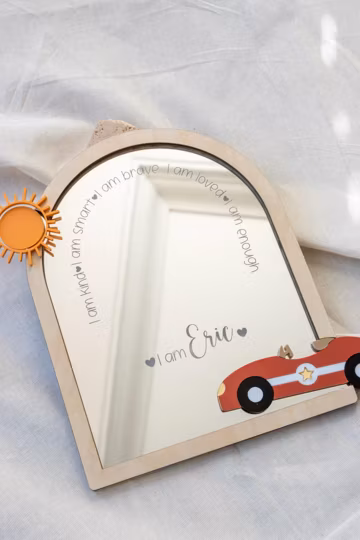 Affirmation mirror for boys room decor
