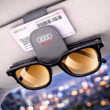 Audi Car Glasses Clip Sun Visor Leather, Audi Accessories Universal Decoration Gifts Sunglasses Holder