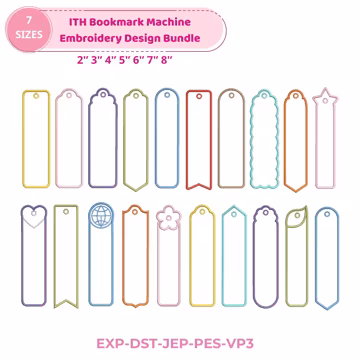 20 ITH Bookmark Embroidery Designs Bundle, In The Hoop Blank Bookmark Frames, Corner Book Marker Set, Reading Gifts, Machine Embroidery File