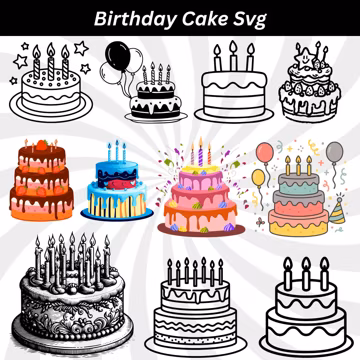 Birthday Cake SVG, Cupcake, Bakery Cut Files (Digital Download)