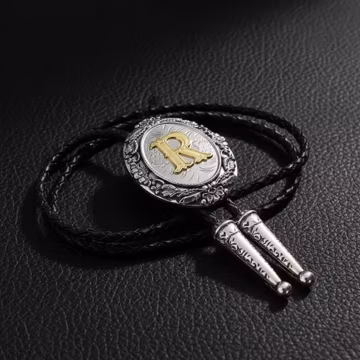 Custom Initial Bolo Tie - Personalized Silver & Gold Western Wedding Necktie