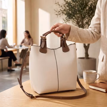 Pebbled Crossbody Bag, Two Tone Top Handle Handbag, Small Shoulder Tote Purse, Everyday Classic Vegan Leather Bag, Gift for Her