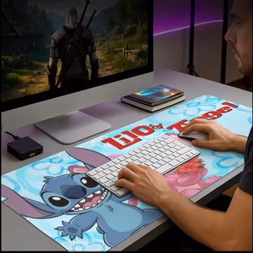 Stitch And Angel Mouse Pad Gaming Desk Mat Custom for PC Gamer Setup