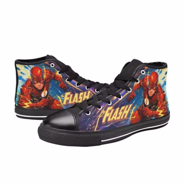 The Flash Custom Shoes Painted High Top Sneakers Custom Footwear