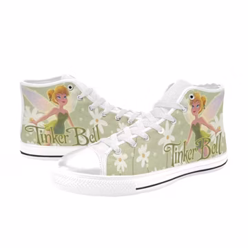 Tinker Bell Custom Shoes Painted High Top Sneakers Custom Footwear