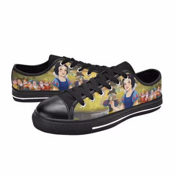 Snow White Custom Shoes Painted Low Top Sneakers Custom Footwear