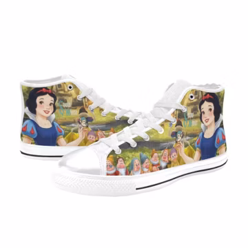 Snow White Custom Shoes Painted High Top Sneakers Custom Footwear