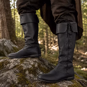 Medieval Knee High Boots for Ren Faire, Viking LARP Boots, Renaissance Lace Up Boots, Pirate Knight Cosplay Footwear
