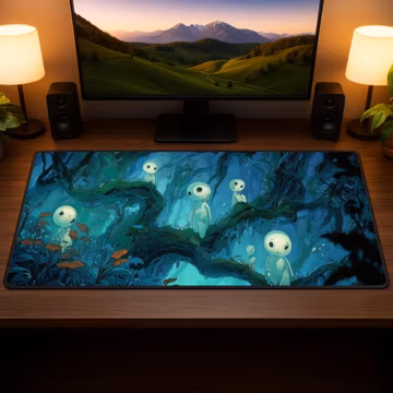 Anime Forest Spirit Desk Mat, Magical Extended Gaming Mouse Pad, Cozy Setup