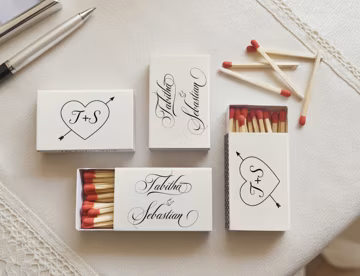Personalized Wedding Matchboxes: Botanical Olive Branch Monogram Favor