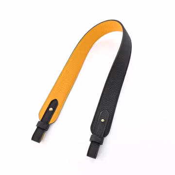 3.5cm Two-Tone Leather Crossbody Bag Strap: Togo Leather, Gold/Silver Clasps