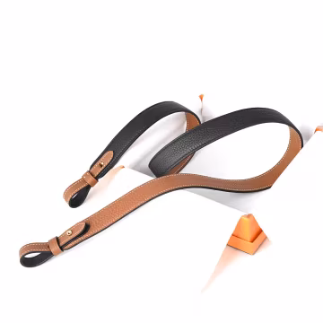 2.7cm Two-Tone Leather Crossbody Bag Strap: Togo Leather, Gold/Silver Clasps