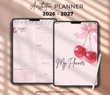 All-In-One Digital Planner Pink 2026,2027,Digital Journal,Digital Goodnotes Template,Monthly,Weekly,Daily Planner,Minimalist Notability Note