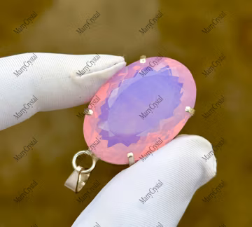 72+ Ct Neow Pink Milky Rose Opal Glass German Silver Oval Cut Loose Gemstone