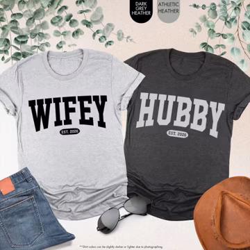 Hubby & Wifey Shirt: Engagement Gift, Personalized Engagement Gift For Bride, Trendy Groom Wife Shirt, Honeymoon Shirt, Bridal Party Tee