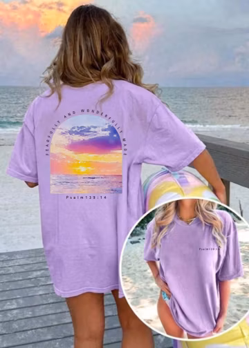 Comfort Colors® Summer Christian Shirt, Christian Apparel,Faith Christianity Tee, Beachy Christian Shirt, Sunset Ocean Tee,Gift for Catholic