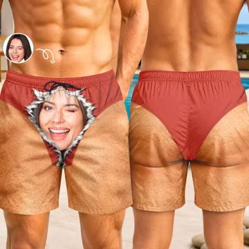 Personalized Custom Photo Funny Swim Trunks, Quick Dry Breathable Mens Beach Shorts, Summer Gift