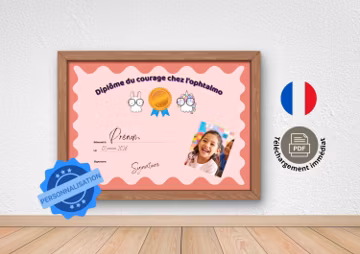 Diplôme Courage Ophtalmo Enfant - Certificat Examen de Vue - Récompense Orthoptiste et Yeux - PDF Numérique - Wavy terracotta