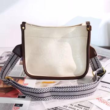 Personalized Name PU Leather Crossbody Bag with Custom Engraving | Leather Small Bucket Bag with Wide Shoulder Strap | Women's Gift
