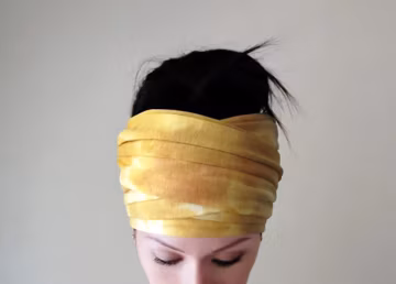 SUNSET YELLOW Tie Dye Head Scarf, Terry Jersey Head Wrap