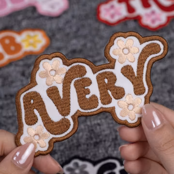 Custom Retro Groovy Name Patch: Sew/Iron on/Hook & Loop Embroidery Patches for Hats