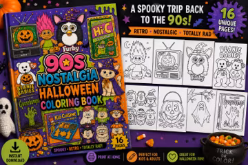 90s Halloween Coloring Book | Furby, Trolls, Beanie Babies, Goosebumps (Digital Download)