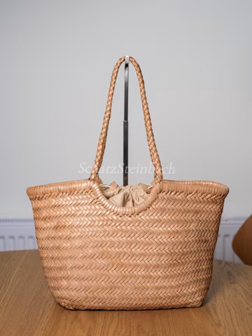 Dina Oat handwoven genuine Leather Hobo Tote braided holiday beach bag gift for her