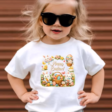 Easter Shirt Women, Cute Bunny T-Shirt, Happy Easter Tee, Kawaii Easter Bunny Graphic Shirt, Kids Easter Gift, Spring Floral Toddler Tshirt
