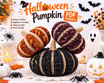 Crochet pumpkin pattern, Halloween crochet pumpkin amigurumi pattern, easy farmhouse pumpkin plush decor, beginner crochet pumpkin