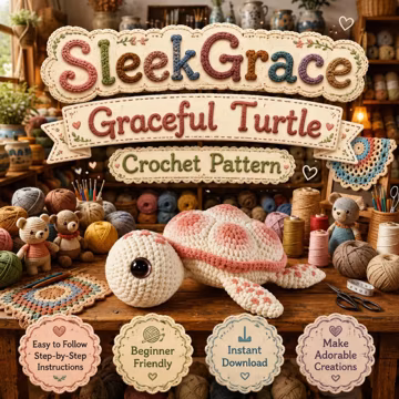 SleekGrace Graceful Turtle Crochet Pattern PDF, Cute Turtle Amigurumi Plush, Easy Crochet Tutorial, Instant Download