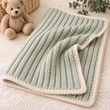 Easy Baby Blanket Crochet Pattern, Sage Ridge Ribbed Blanket PDF for Beginners, Cozy Nursery Gift Pattern