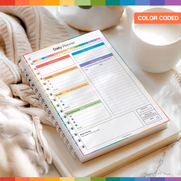 ADHD Planner for Neurodivergent Adults - Productivity Daily Planner & To do list, focus, brain dump, cleaning (Colorful) | A5 Spiral
