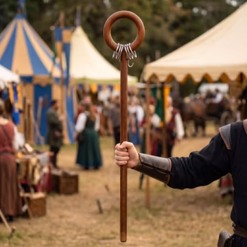 Handcrafted Collapsible Indian Oakwood Shepherd Staff | Ritual Wand with Metal Rings (LARP Prop)