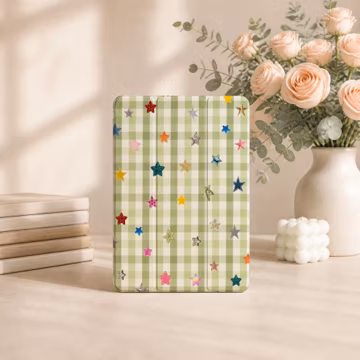 Checkerboard Stars iPad Case With Pencil Slot For Air 8/7 2026, Pro2025/2024, New iPad 13"11"12.9" Cover, iPad Mini 5/6/7 Case, iPad 11 A16