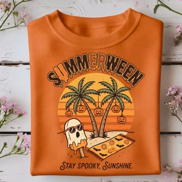Summerween Shirt | Stay Spooky Sunshine Popsicle Tee | Retro Halloween in July Orange Shirt | Tropical Beach Vacation