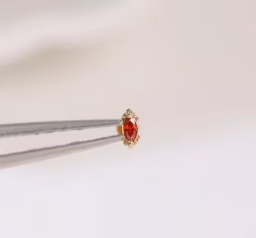 14K Solid Gold Birthstone Helix Stud Earring • Tiny 9K CZ Cartilage Lobe Conch Piercing • Dainty Birthday Gift