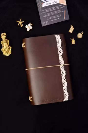 Custom Showcase - Personalized A5 Trifold Vegetable Tanned Leather Journal: Refillable Traveler's Journal-Foil stamping