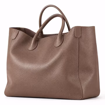 Oversized Brown Leather Tote Bag Women's Genuine Cowhide Laptop Bag Personalized Work Handbag Large Travel Shopper Purse Minimalist Carryall