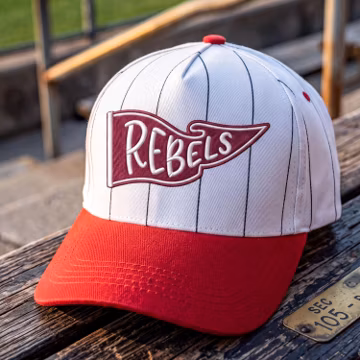 Custom Team Pennant Stripe Trucker Cap, Embroidered Baseball Hat, Vintage Sports Fan Gift, School Spirit