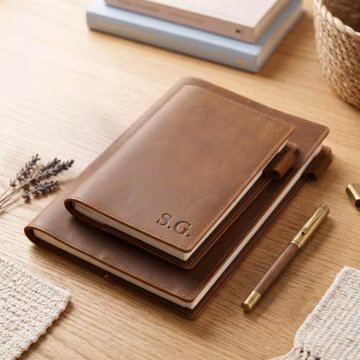 Personalized Leather Journal, Custom A5 Refillable Notebook, Name Embossed Diary, Handmade Writing Journal Gift for Him and Her