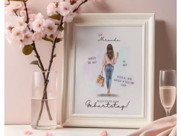 Editable Birthday Cash Gift Card Holder | Fashionable Woman, Shopping Bags (Digital A4 PDF)