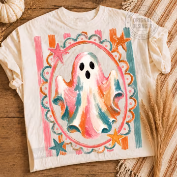 Bright Ghost Rustic Vintage Ghost Witch Pumpkin Stripes PNG Fall Shirt Autumn Graphic, Cozy Fall Sweatshirt PNG,Trending Fall Minimalist Mom