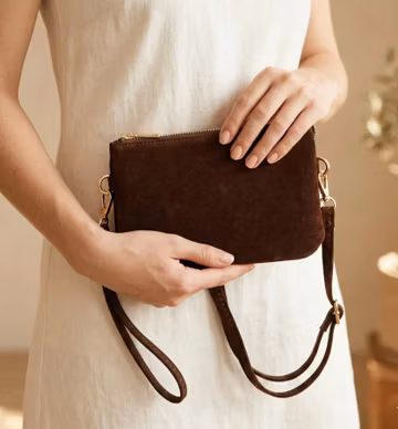 Plain Faux Suede Crossbody Clutch Bag – Minimalist Small Shoulder Purse for Everyday & Evening Style