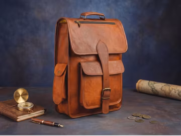 Vintage Brown Leather Backpack – Handmade Travel Rucksack for Men, Office & College Bag